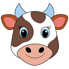 Hand-Drawn Cow Face Sketch on White Background