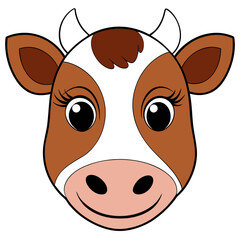 Hand-Drawn Cow Face Sketch on White Background