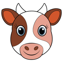 Hand-Drawn Cow Face Sketch on White Background
