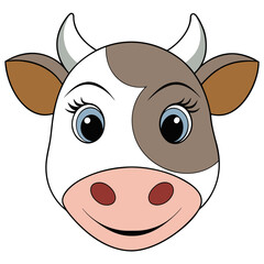 Hand-Drawn Cow Face Sketch on White Background