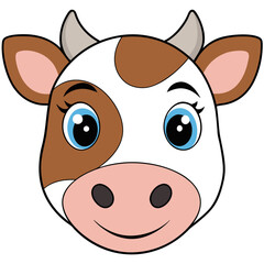 Hand-Drawn Cow Face Sketch on White Background