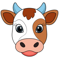 Hand-Drawn Cow Face Sketch on White Background