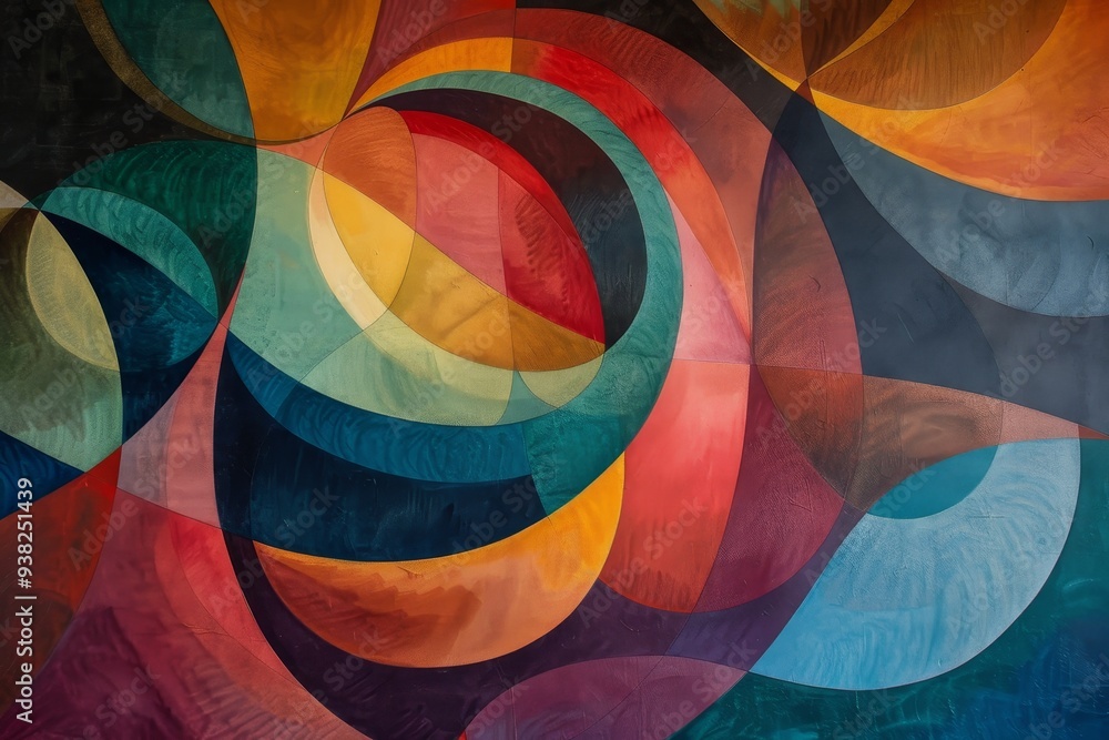 Poster painting of colorful swirl with black background, dynamic depiction of communion with swirling color