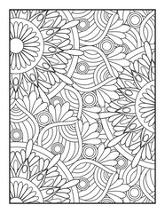  Mandala Coloring Pages. Seamless vector pattern. 
 Vector coloring. Geometric floral pattern. Contour drawing on a white background. coloring page for children and adults.
