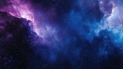 Fototapeta premium Abstract galactic textures featuring deep blues and purples with specks of stardust and shimmering cosmic dust.