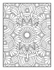  Mandala Coloring Pages. Seamless vector pattern. 
 Vector coloring. Geometric floral pattern. Contour drawing on a white background. coloring page for children and adults.