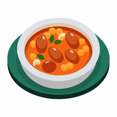 Rustic Cassoulet Plate - Hearty French Stew on White Background