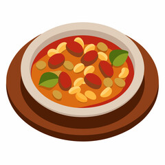 Rustic Cassoulet Plate - Hearty French Stew on White Background