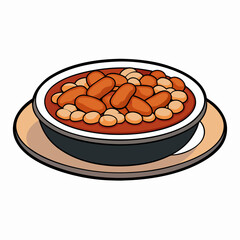 Rustic Cassoulet Plate - Hearty French Stew on White Background