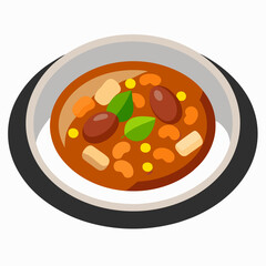 Rustic Cassoulet Plate - Hearty French Stew on White Background