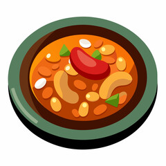 Rustic Cassoulet Plate - Hearty French Stew on White Background