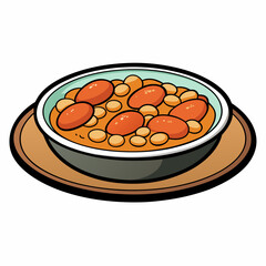 Rustic Cassoulet Plate - Hearty French Stew on White Background