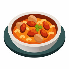Rustic Cassoulet Plate - Hearty French Stew on White Background