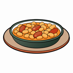 Rustic Cassoulet Plate - Hearty French Stew on White Background