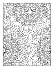 Vector coloring. Geometric floral pattern. Contour drawing on a white background. coloring page for children and adults. Mandala Coloring Pages. Seamless vector pattern. 