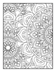 Vector coloring. Geometric floral pattern. Contour drawing on a white background. coloring page for children and adults. Mandala Coloring Pages. Seamless vector pattern. 
