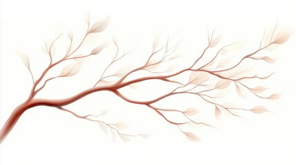 Fototapeta premium A tree branch with leaves and a red stem