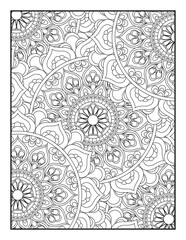 Vector coloring. Geometric floral pattern. Contour drawing on a white background. coloring page for children and adults. Mandala Coloring Pages. Seamless vector pattern. 