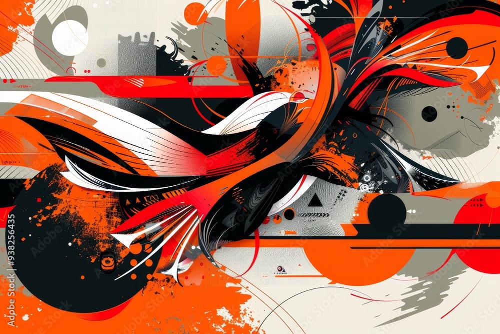 Fototapete computer screen with design on it, graphic designer crafts an abstract vector composition