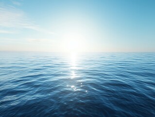 Obraz premium Image of sunlight reflecting on the surface, view of Blue ocean waves.