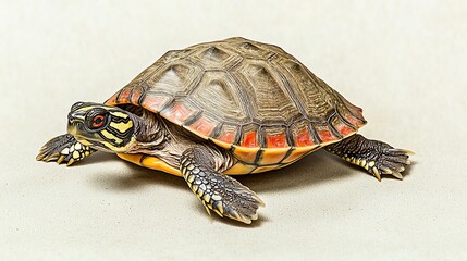 Obraz premium Close-up of a painted turtle with its shell and legs visible.