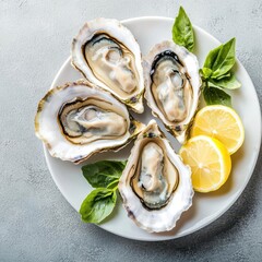 Juicy fresh oysters on the half shell, served with a squeeze of lemon, cold and refreshing