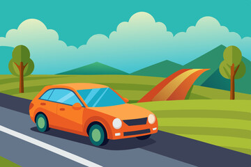 Fototapeta premium The car is on the road vector
