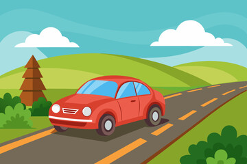Fototapeta premium The car is on the road vector