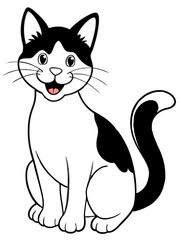Black and white cat with white background generative AI.