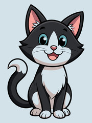 Obraz premium Black and white cat with white background generative AI.