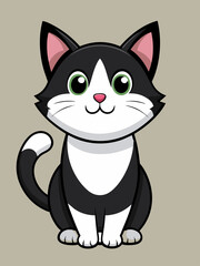 Black and white cat with white background generative AI.