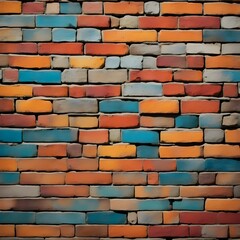 Obraz premium Rustic Colorful Brick Wall Background - Perfect for Industrial Decor, Vintage Interiors, and Rustic Design