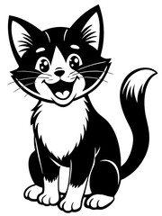Fototapeta premium Black and white cat with white background generative AI.