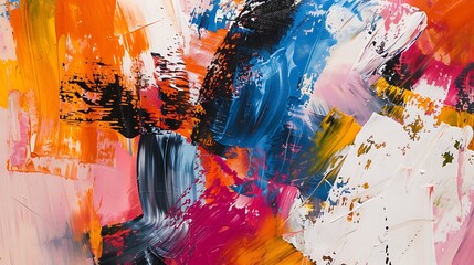 Abstract painting with a rich color palette, featuring bold, vibrant strokes that convey movement and emotion
