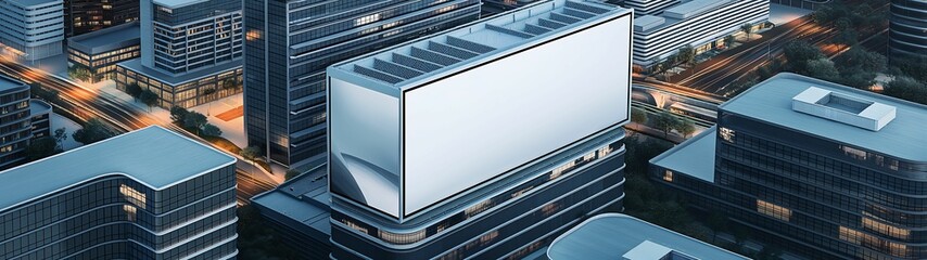 Obraz premium Bird's eye view shot of a billboard mockup with a modern commercial preview design realistic photo style set against an urban abstract background