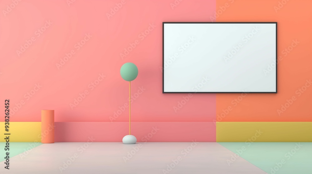 Poster realistic photo of a billboard mockup with a minimalist advertisement design isolated on a pastel ba