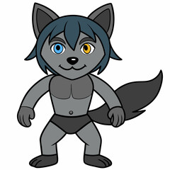 Full-Body Wolf with Human Features Vector Design art vector illustration