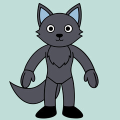 Full-Body Wolf with Human Features Vector Design art vector illustration