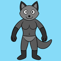 Full-Body Wolf with Human Features Vector Design art vector illustration