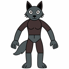 Full-Body Wolf with Human Features Vector Design art vector illustration
