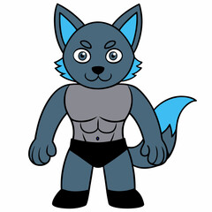 Full-Body Wolf with Human Features Vector Design art vector illustration