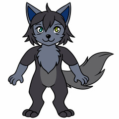 Full-Body Wolf with Human Features Vector Design art vector illustration