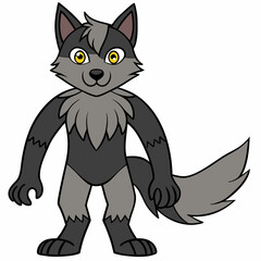 Full-Body Wolf with Human Features Vector Design art vector illustration