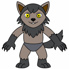 Full-Body Wolf with Human Features Vector Design art vector illustration
