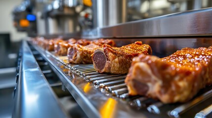 Explore the technology and equipment used in modern meat processing facilities. --ar 16:9 --style raw --personalize b2ip5gw --v 6.1 Job ID: aeef3768-26ff-4de0-8b50-5f2efdabb6df