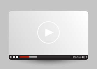 Flat white minimalistic video player template for web and mobile apps.