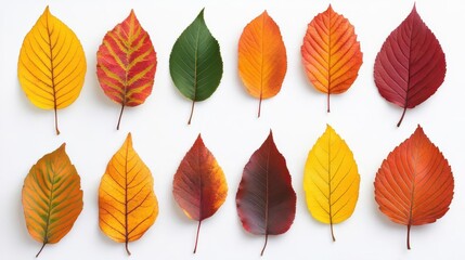 Obraz premium A collection of autumn leaves in warm tones, perfect for seasonal designs, autumn leaves, clipart, white background