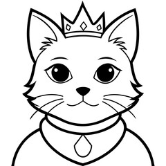 Regal Grey Cat with Crown and Necklace