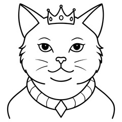 Regal Grey Cat with Crown and Necklace