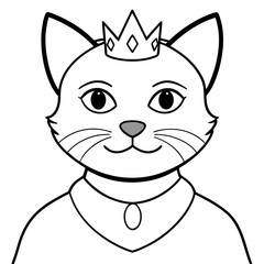 Regal Grey Cat with Crown and Necklace